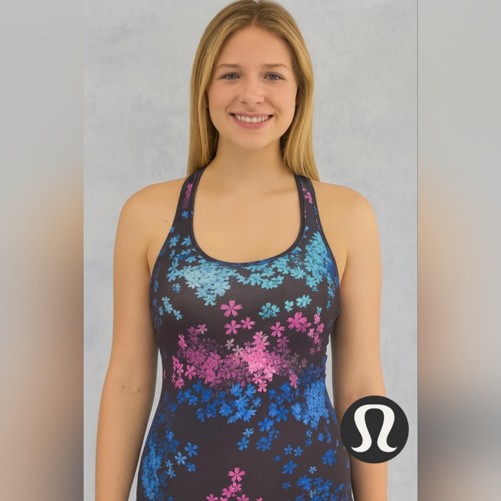 Lululemon Athletica Racerback Tank Top Floral Print Yoga Athletic Wear Size 4